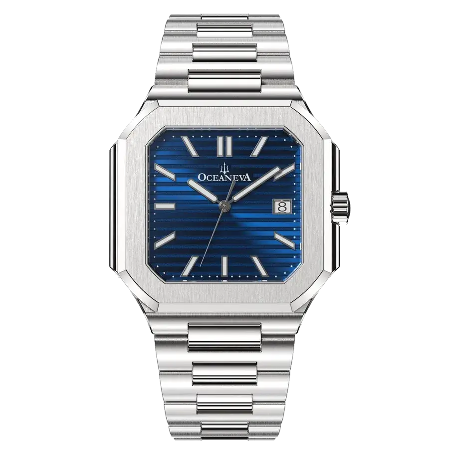 Oceaneva Tenuis Ultra-Thin Swiss Movement Automatic Thin Silver Blue Watch Blue/Silver | Blue Sunray Dial, reference TNBL200ST