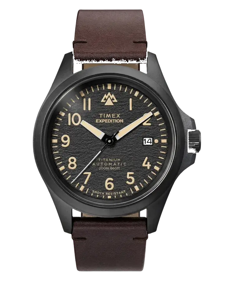 Timex Expedition Field Post Automatic | 41mm, Titanium, Leather, Black Dial, reference 