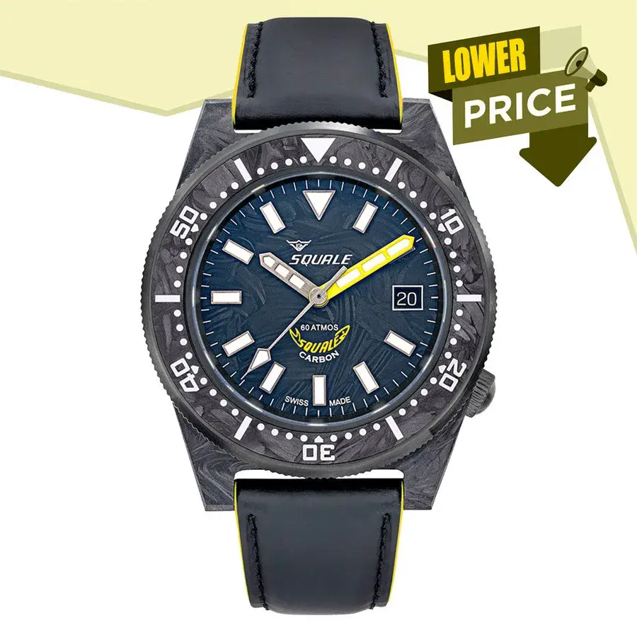 Squale T183 Forged Carbon Dive Watch with Yellow Accents, reference T183AFCY.RLY