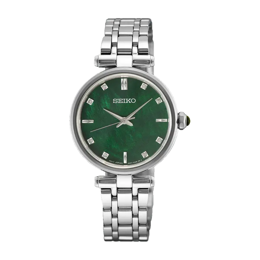 Seiko Diamonds HGH006 Mother of Pearl Green Dial Ladies Quartz Sapphire, reference HGH006
