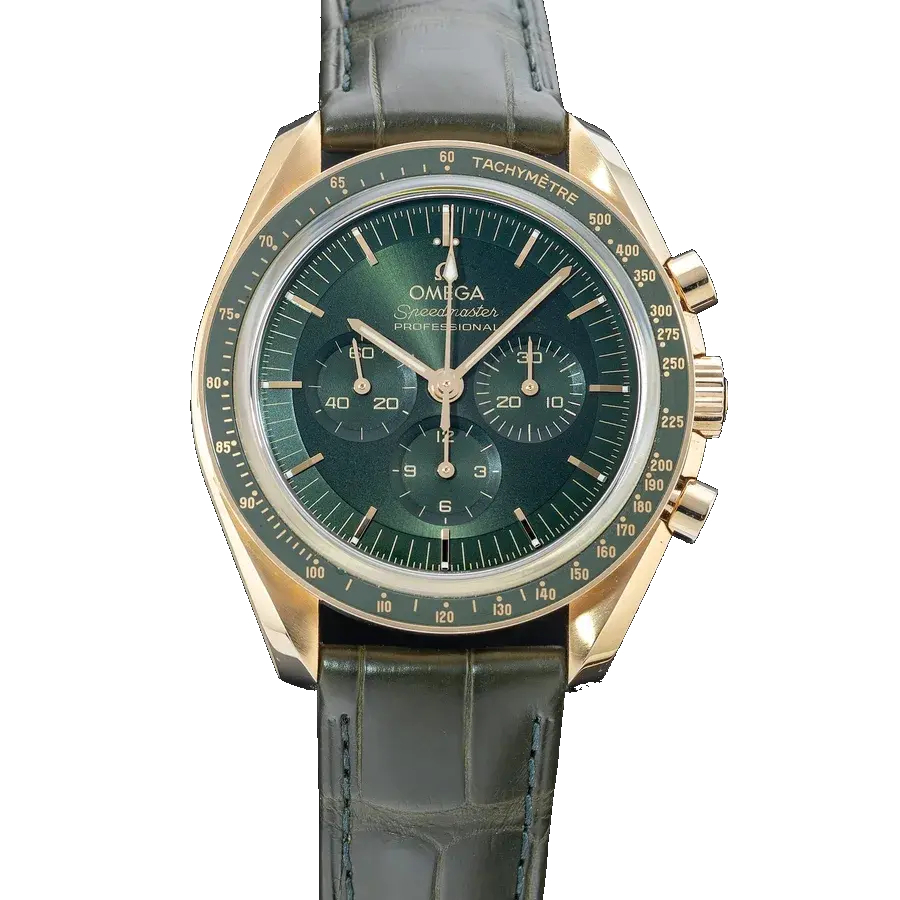 Omega Speedmaster Moonwatch Professional Master Chronometer Moonshine Gold Green Dial, reference 310.63.42.50.10.001