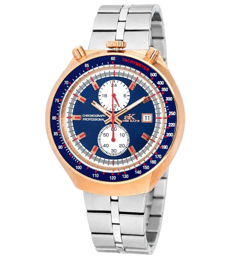 Adee Kaye MUSCLE COLLECTION BLUE-ROSETONE/ SILVER TONE Blue Dial, reference AK5662-MRGBU_SS