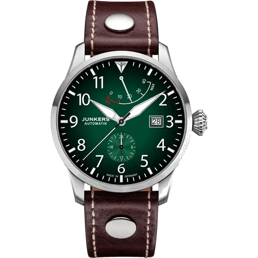 Junkers Flieger Leather / Green Green Dial, reference 