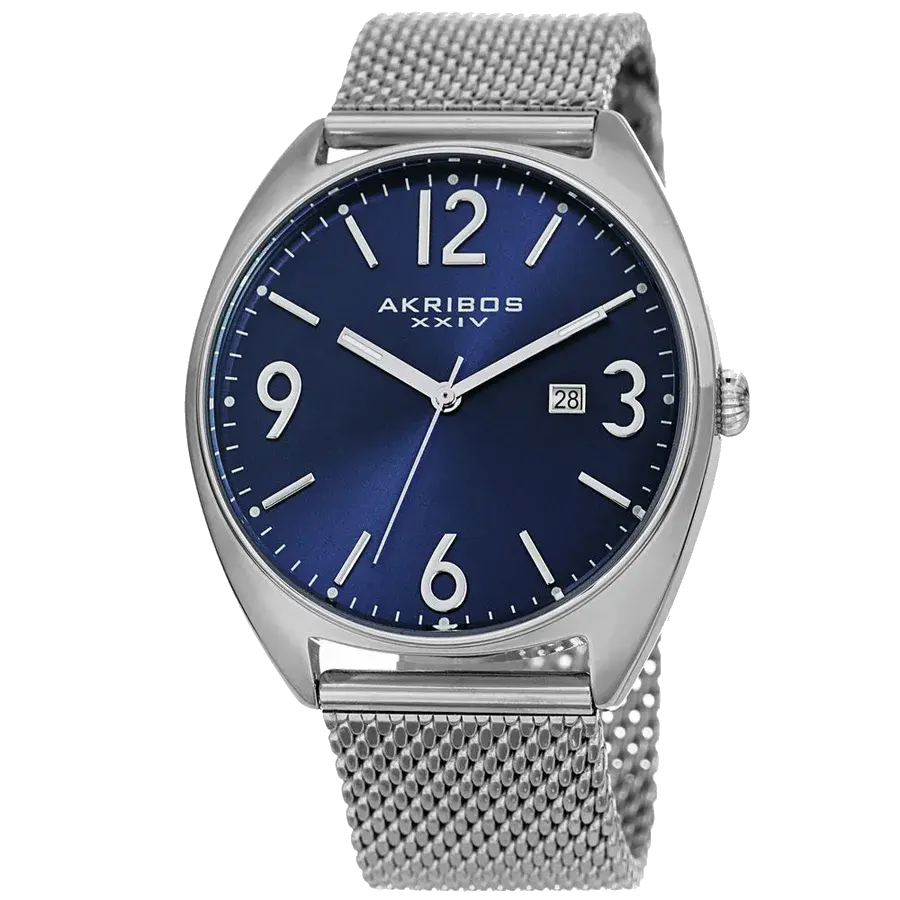 Akribos Casual Silver/Stainless Steel | Blue Dial, reference AK1026BU