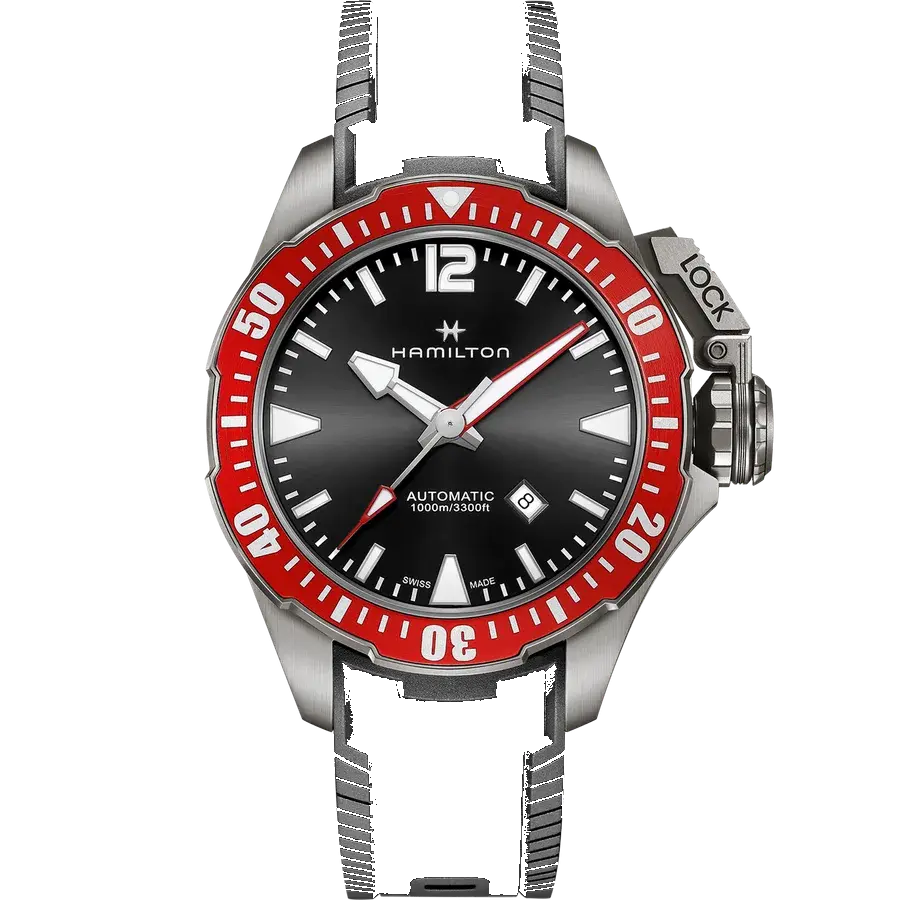 Hamilton KHAKI FROGMAN TITANIUM Black/Black Rubber Black Dial, reference H77805335-PL