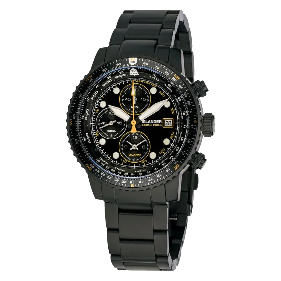 Islander Calverton Flight Chronograph Alarm Watch in IP Black, reference ISL-326