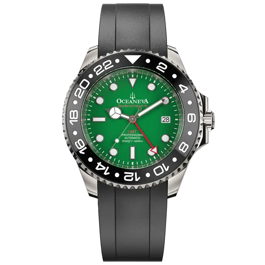 Oceaneva 6000m GMT Deep Marine Explorer VI Grade 5 Titanium Automatic Green, reference VI9075YLBKCRG5R