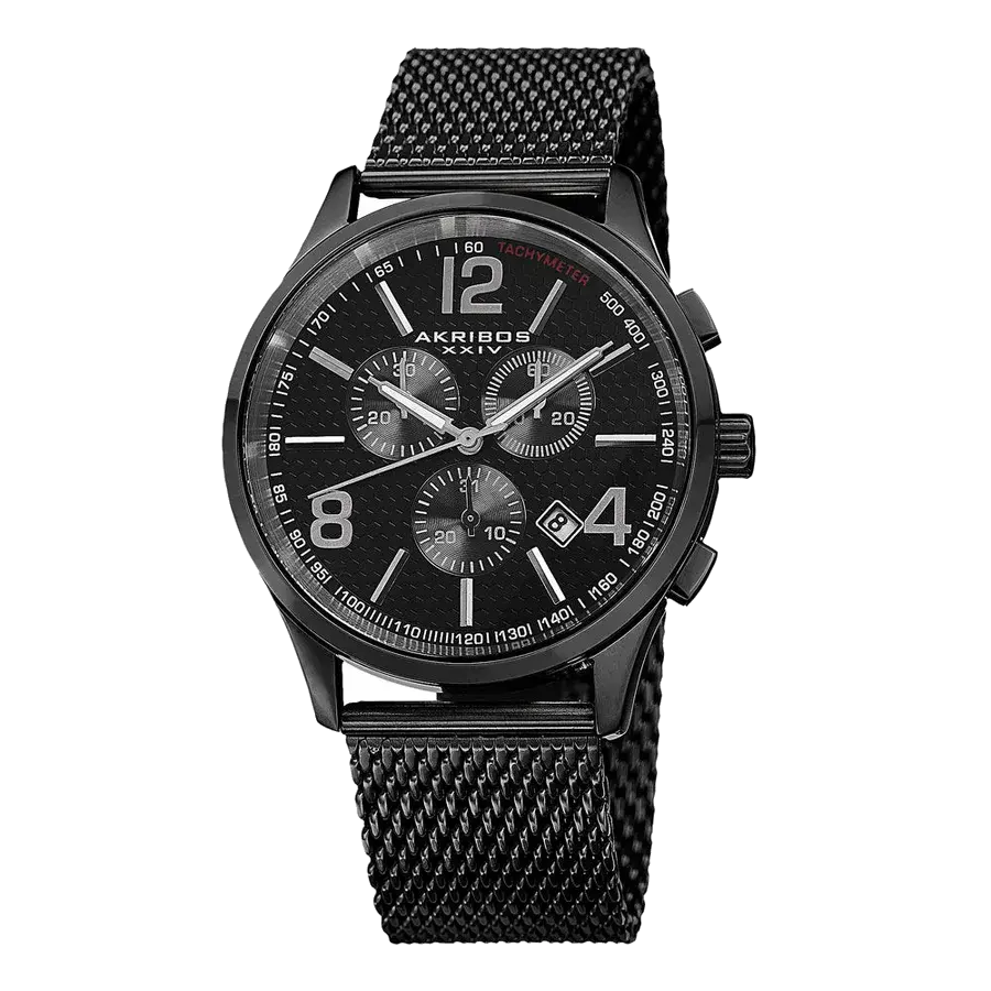 Akribos Casual Black/Stainless Steel | Black Dial, reference AK719BK