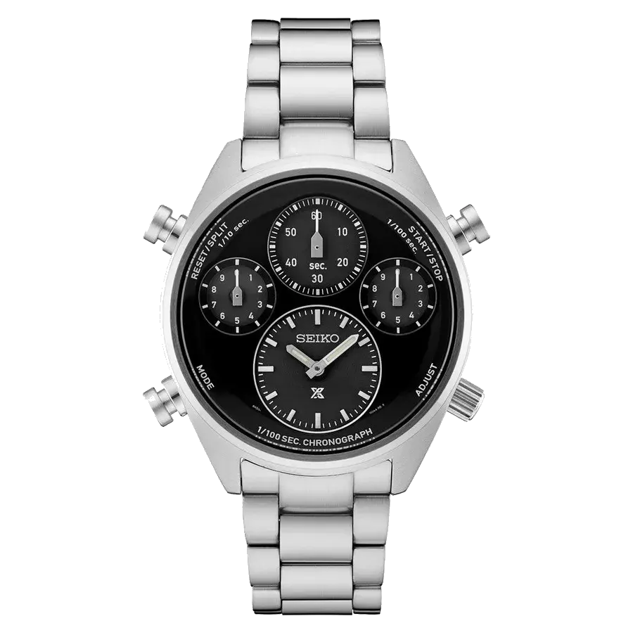Seiko Prospex Speedtimer Solar 1/100 second Chronograph with Black Dial, reference SFJ003