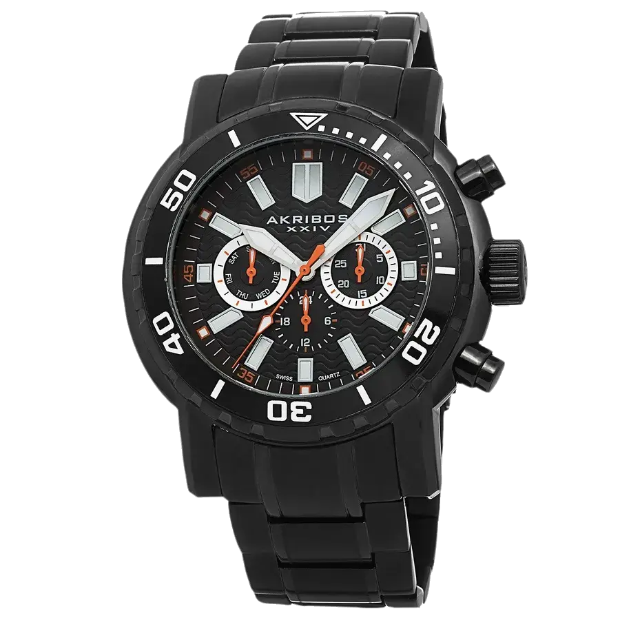 Akribos Black Dial Black-plated Men's Watch Black, reference AK675BK