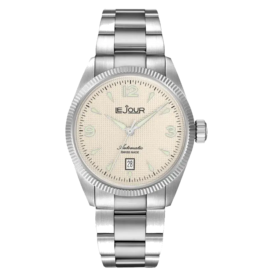 Le Jour Brooklyn Swiss Automatic Dress watch with Champagne Hobnail Dial, reference LJ-BR-004