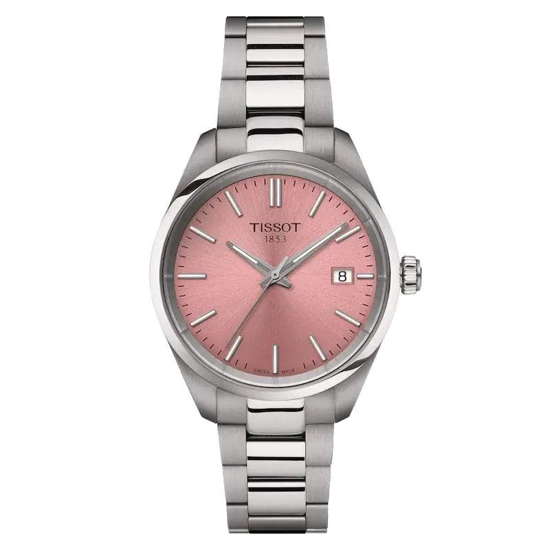Tissot PR 100 Quartz 34mm Women's Pink Dial & Stainless Steel Watch, reference 