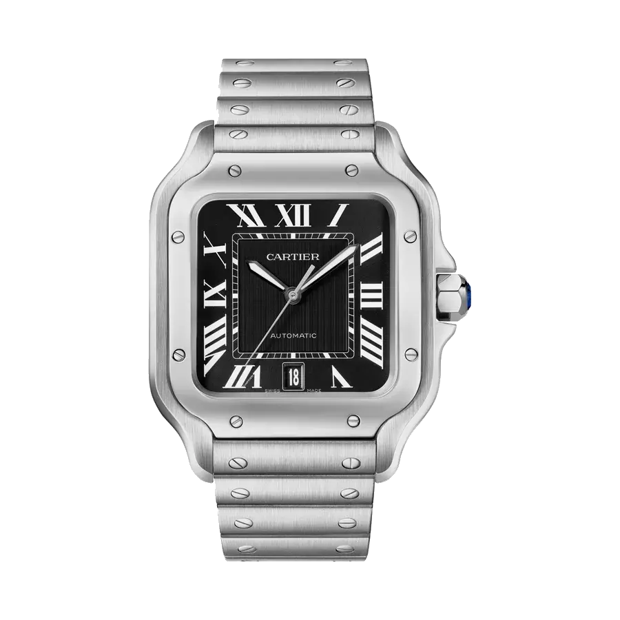 Cartier Santos De Cartier Large Model | Steel, Black Dial, reference 