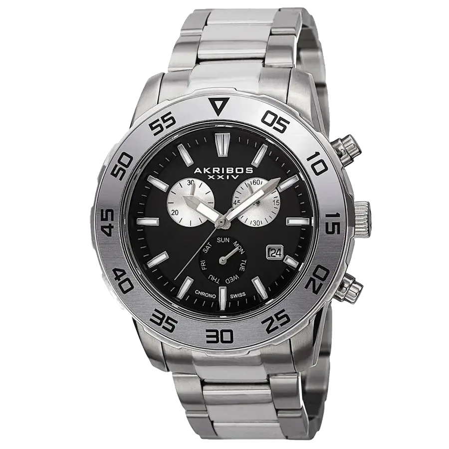 Akribos Casual Silver/Stainless Steel | Black Dial, reference AK669SSB