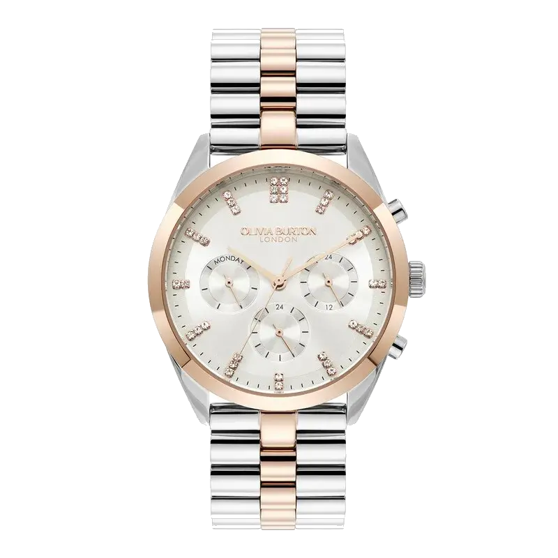 Olivia Burton City Classic 38mm Stainless Steel & Rose Gold Tone Multifunction Watch, reference 