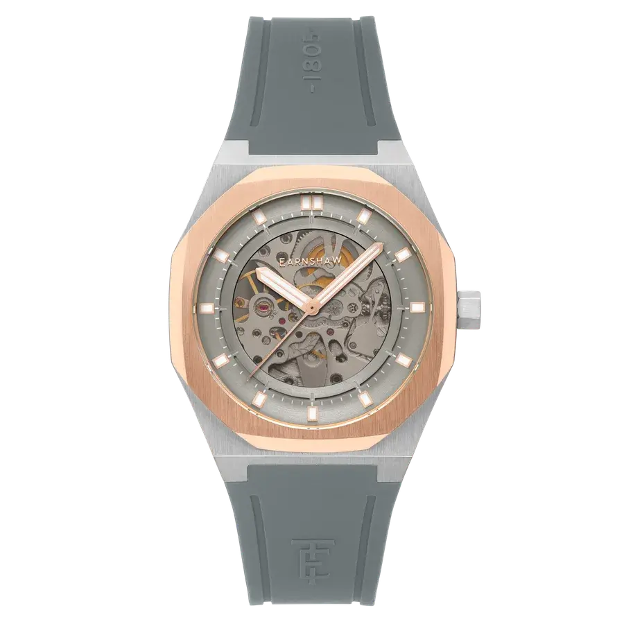Thomas Earnshaw Discovery Drake Skeleton Automatic Grey / Gray Silicone | Grey Dial, reference ES-8295-04