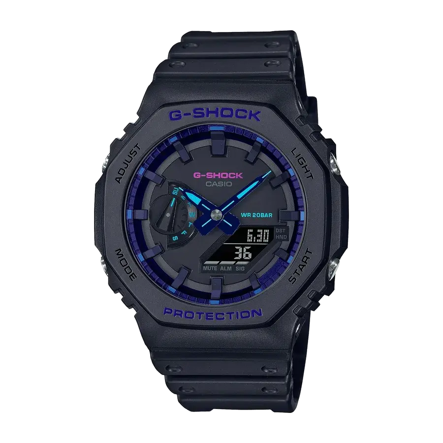 Casio GA-2100VB-1A Quartz Icon Resin Black | 48.5mm, Resin, Black Dial, reference 2100VB