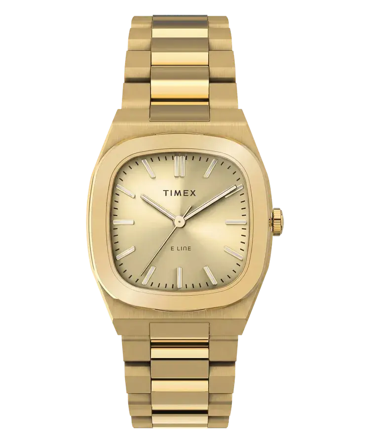 Timex Quartz E Line | 30mm, Gold-Tone Steel, Champagne Dial, reference 