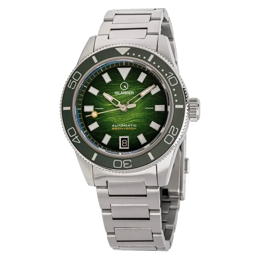 Islander Bayport Automatic Dive Watch with Green Wave Dial, reference ISL-312