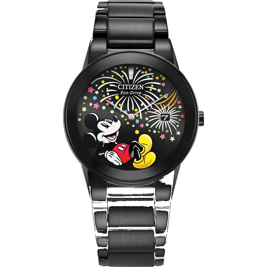 Citizen Mickey Mouse Fiesta Black Eco Drive Stainless Steel, reference AU1095-57W