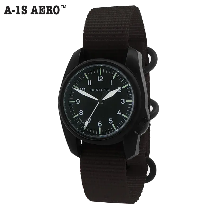ultimatefieldwatch.com - Bertucci Bertucci #10607 A-1S Aero All Black Nylon, reference 10607