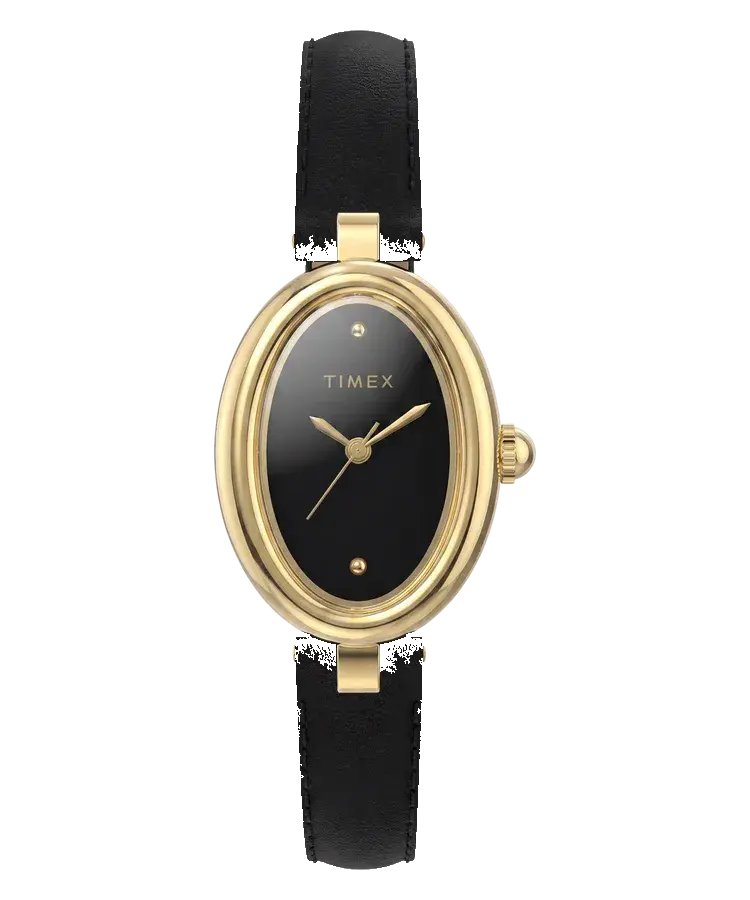 Timex Cavatina Luxe | 22mm, Steel, Leather, Black Dial, reference 