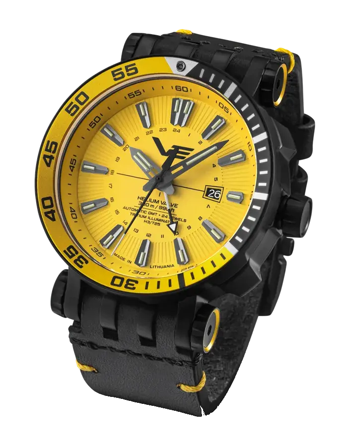 Vostok Europe Energia GMT Yellow Dial / Black Leather Yellow Dial, reference NH34-575C719