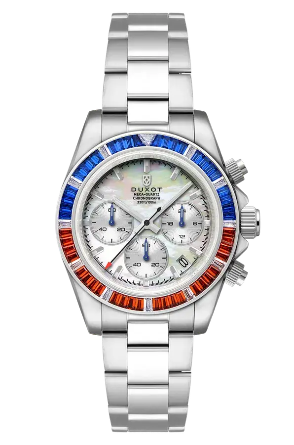 Duxot Accelero Rainbow Chronograph White/Stainless Steel | White Dial, reference DX-2064-11