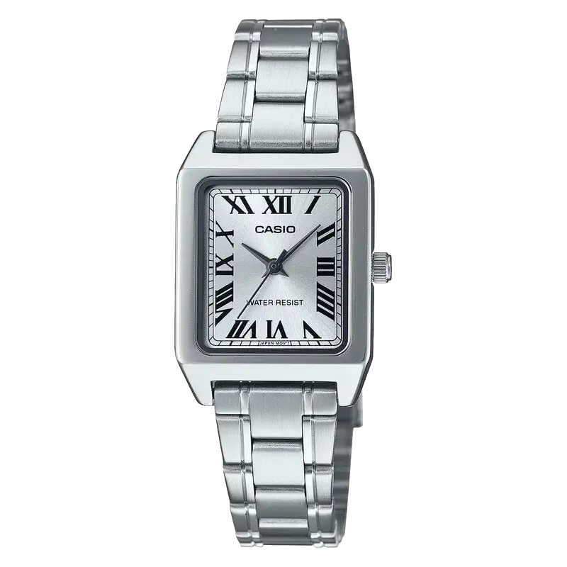Casio LTP-B150D-7BEF Classic Analogue Rectangular White Dial & Stainless Steel Watch, reference 