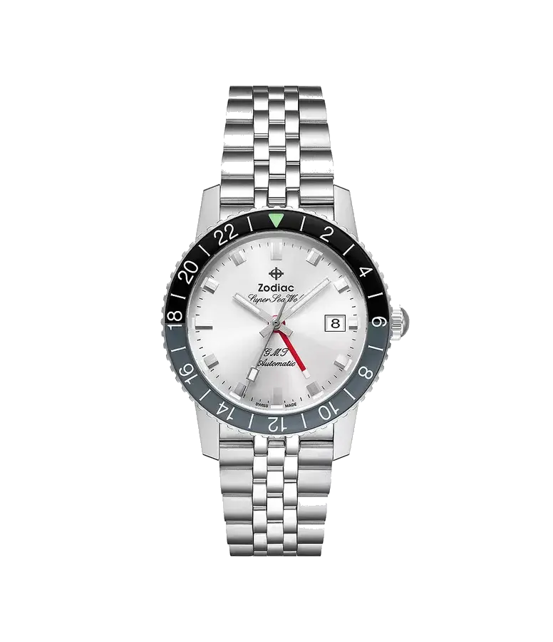 Zodiac Super Sea Wolf GMT Automatic Stainless Steel Silver, reference ZO9415