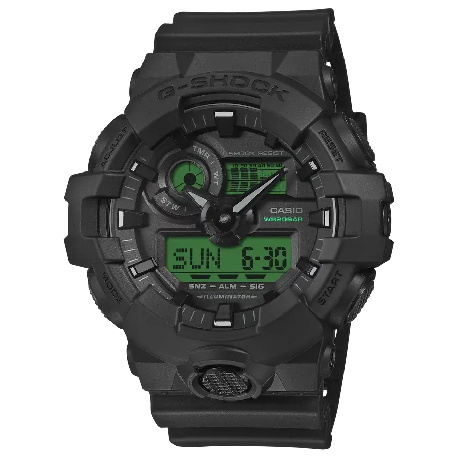 Casio G-Shock GA700BEG-1A Bold Electric Green Ana-Digi Black Resin, reference GA700BEG-1A