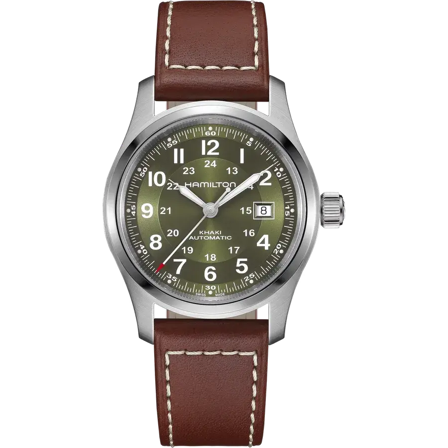 Hamilton Khaki Field Auto Green Sunburst 42mm Leather Automatic, reference H70605560