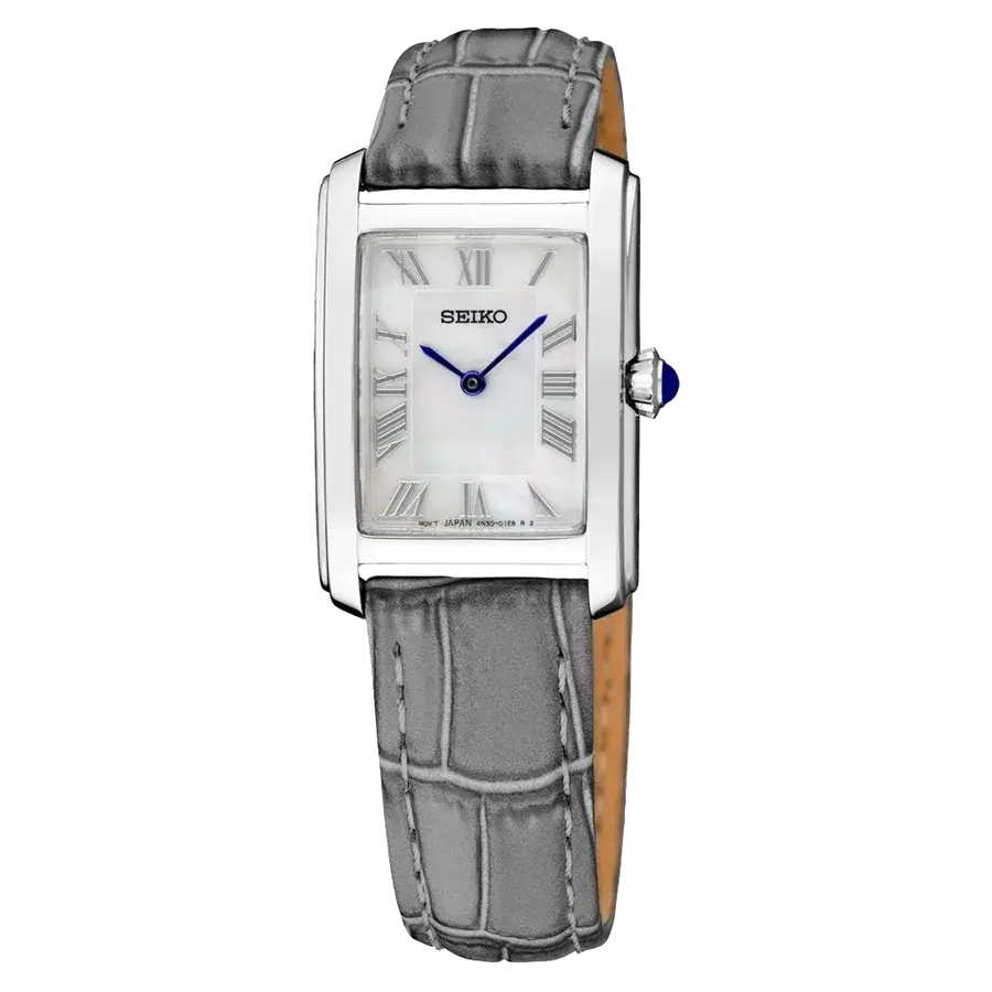 Seiko Essentials SWR099 Mother of Pearl Quartz Ladies Gray Leather, reference SWR099