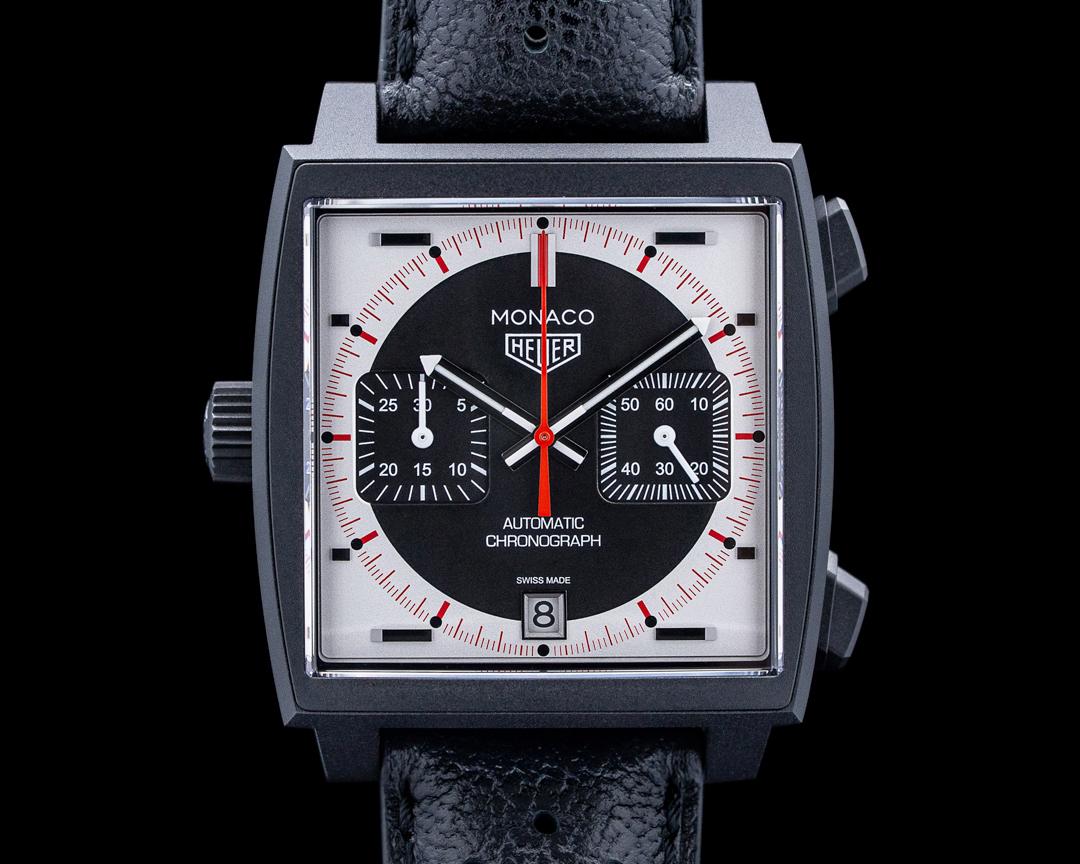 TAG Heuer Monaco Chronograph Stopwatch DLC Titanium Black Silver Dial, reference CAW218F.FC6356