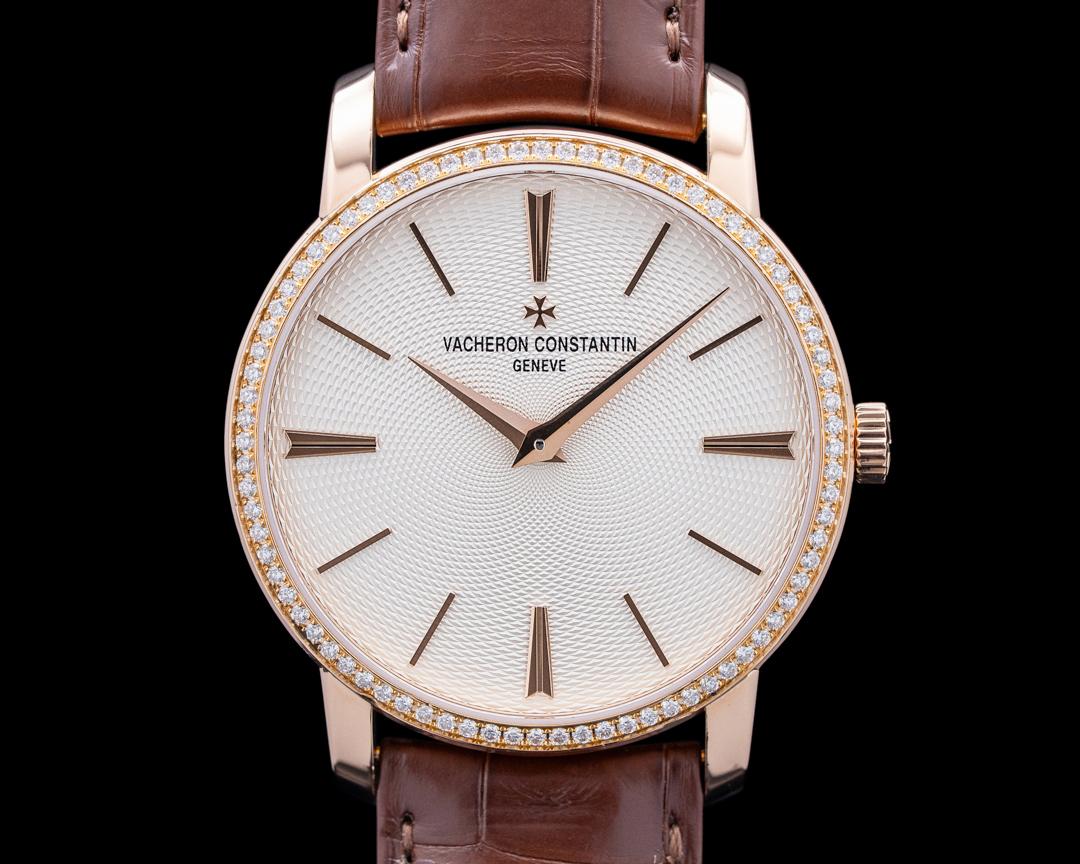 Vacheron Constantin 82573 Traditionnelle 18K Pink Gold Diamond Bezel Silver Dial, reference 82573/000R-9815