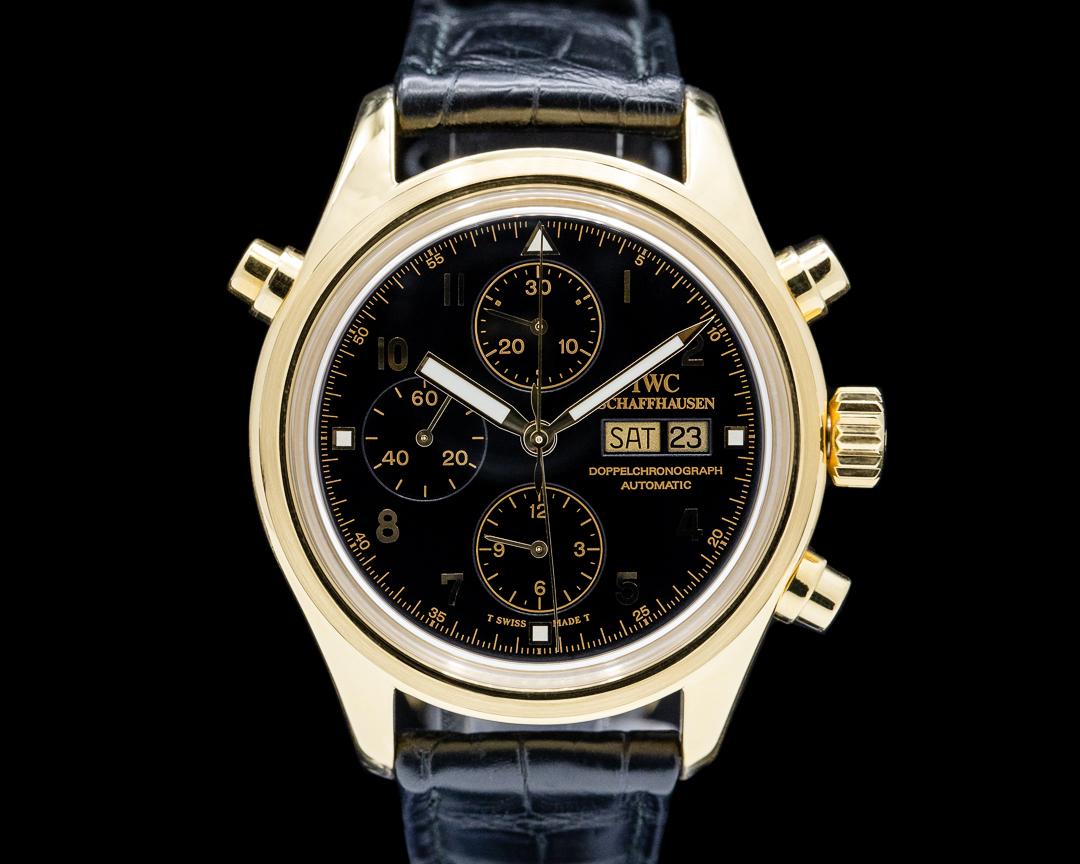 IWC Pilot Doppelchronograph 18K Yellow Gold Black Dial, reference IW3713-13