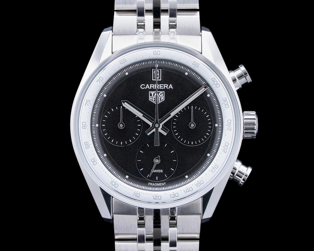 TAG Heuer Carrera Chronograph fragment SS Black Opalin Dial UNWORN LIMITED, reference CBS221B.BA0045