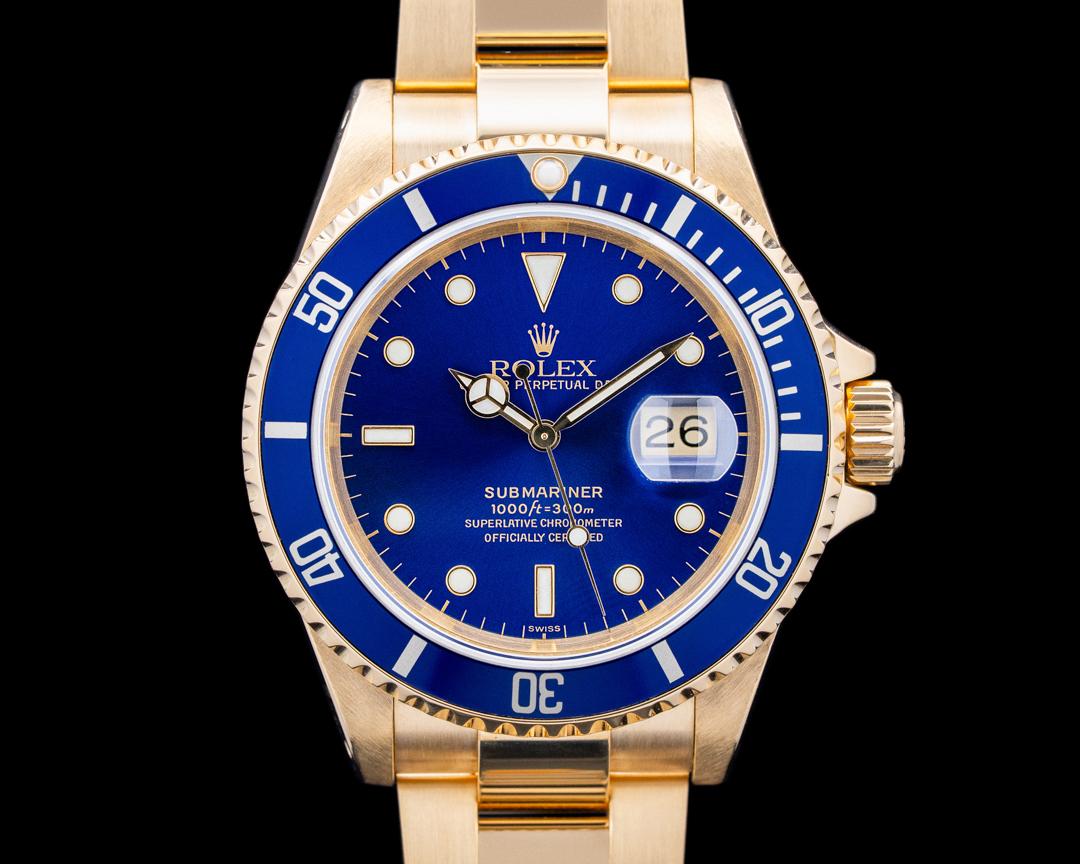 Rolex Submariner 18K Yellow Gold Blue Dial Circa. 1997, reference 16618
