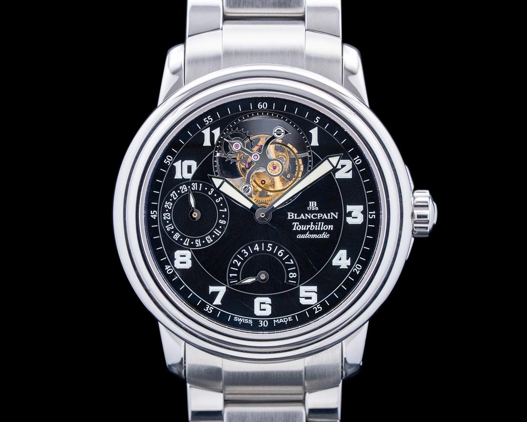 Blancpain 2125-1130-71 Leman Tourbillon Automatic SS Black Military Dial RARE, reference 