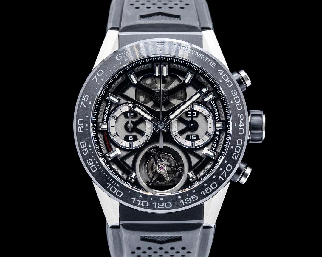 TAG Heuer Carrera Heuer 02T Tourbillon Ceramic Black Skeleton Dial, reference CAR5A90.FC6415