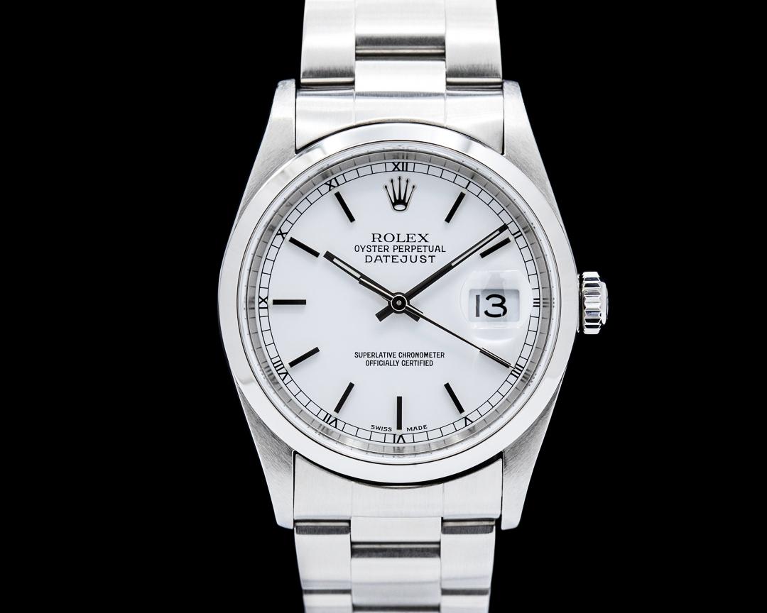 Rolex Datejust 36 SS White Dial Circa. 2000, reference 16200