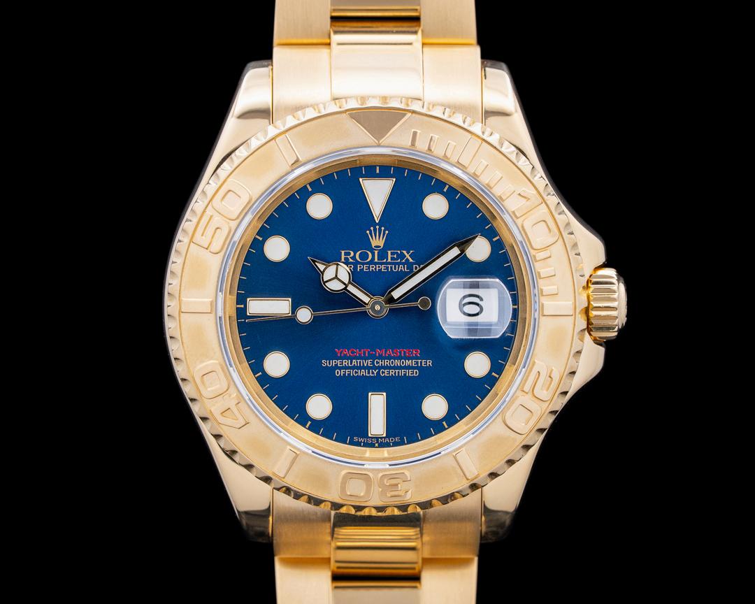 Rolex Yacht Master 18K Yellow Gold Sunburst Blue Dial Circa. 2003, reference 16628