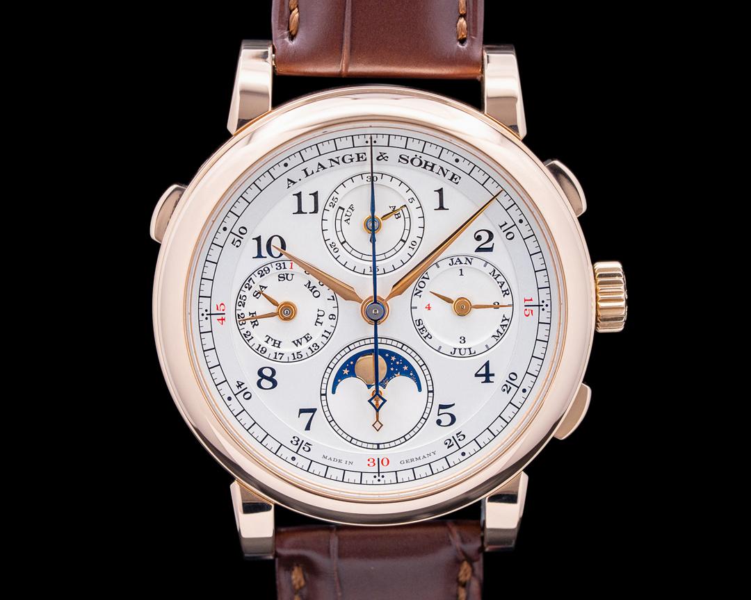 A. Lange & Söhne 1815 Rattrapante Perpetual Calendar 18K Rose Gold Silver Dial, reference 421.032FE