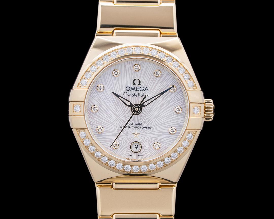 Omega Constellation Manhattan 18K Moonshine Gold Mother of Pearl Dial UNWORN, reference 