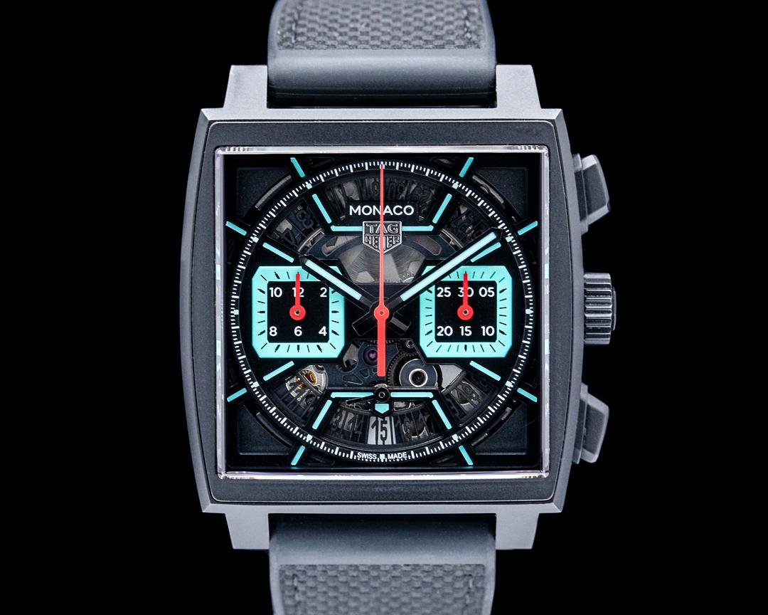 TAG Heuer Monaco Chronograph Black DLC Titanium Skeleton Dial, reference CBL2184.FT6236