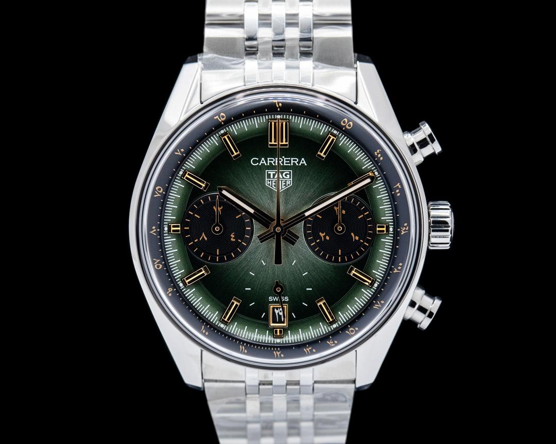TAG Heuer Carrera Chronograph MEIA Middle East SS Green Dial UNWORN LIMITED, reference CBS2218.BA0048