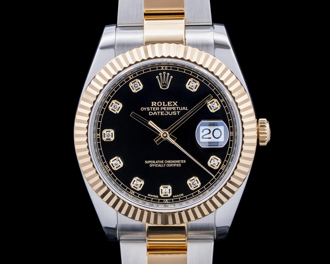 Rolex Datejust 41 18K YG / SS Black Diamond Dial, reference 126333