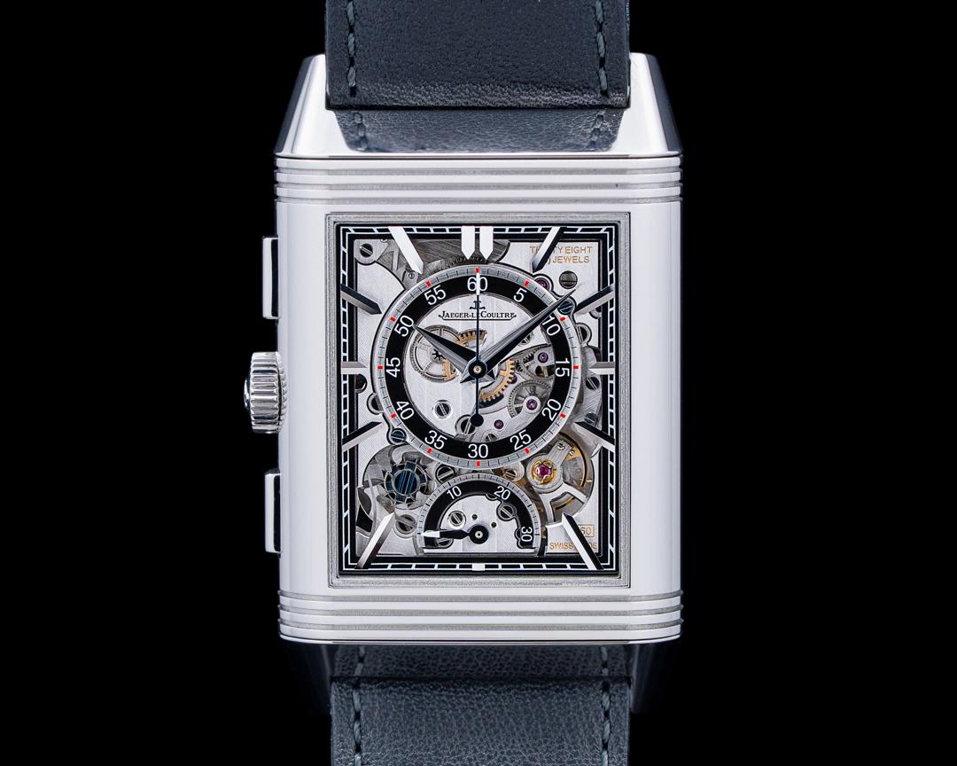 Jaeger-LeCoultre Reverso Tribute Chronograph SS Blue Dial, reference Q389848J