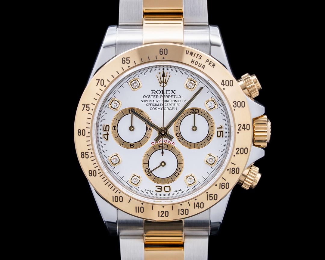 Rolex Daytona Two-Tone 18K YG / SS White Diamond Dial, reference 116523