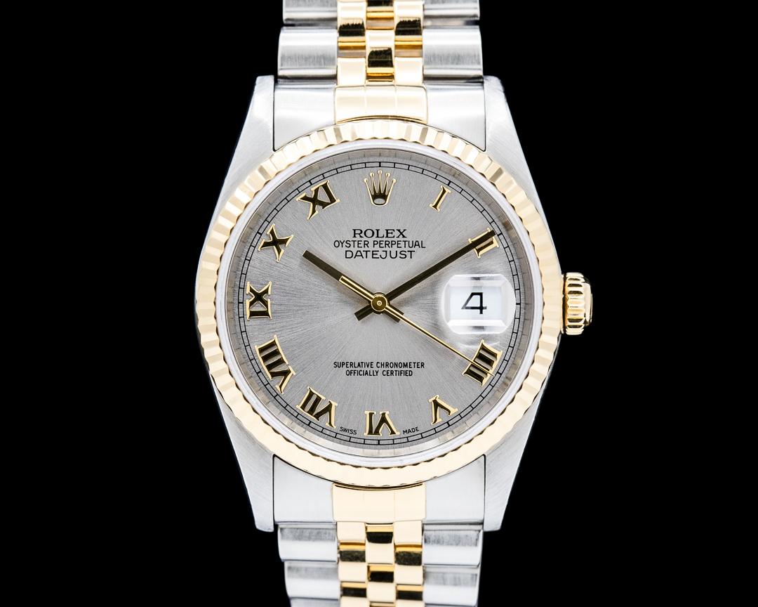 Rolex Datejust 18K YG / SS Gray Dial Circa. 2000, reference 16233